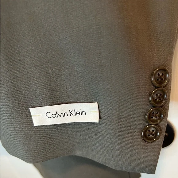 Calvin Klein Men Size 48R Suit Jacket Taupe 100% Wool Dry Clean Contemporary NWT - Picture 6 of 16